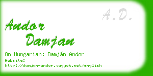andor damjan business card